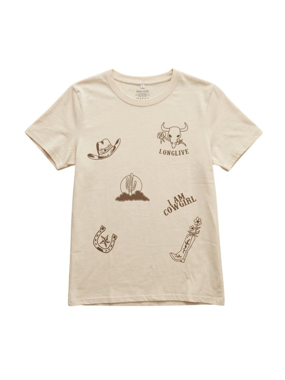NWOT | "I AM COWGIRL" Western Graphic T-Shirt | Cream | Size Medium